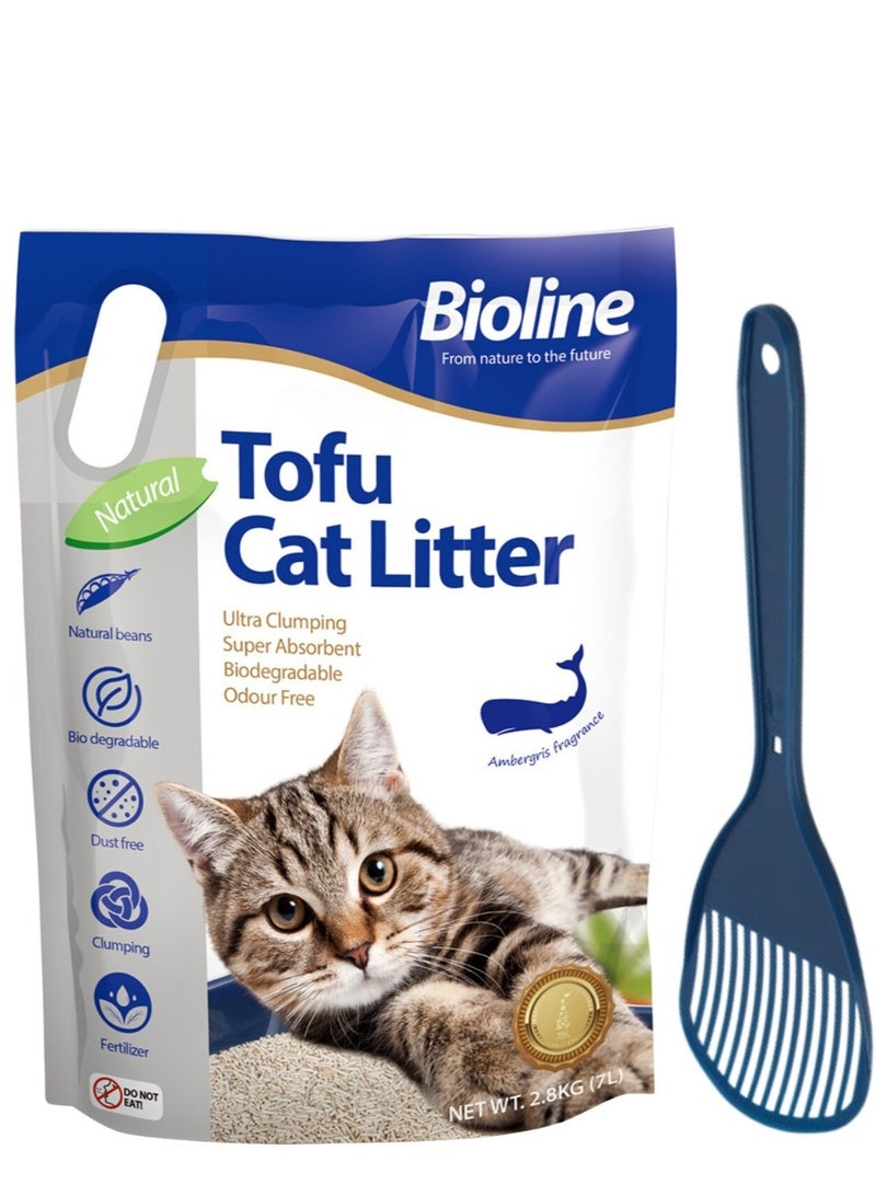 بايولاين عرض - رمل قطط بيولاين توفو 7 لتر - برائحة العنبر + مغرفة رمل قطط موديرنا - Image 4